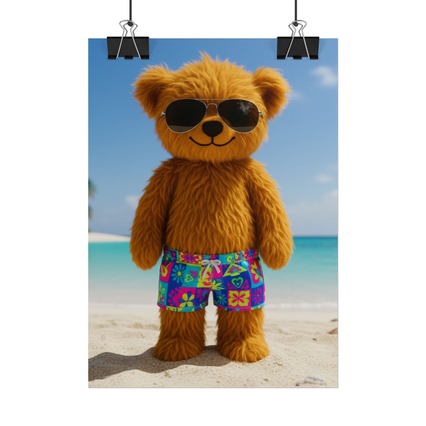 Teddy On Tour Teddy on the beach poster Rolled Posters