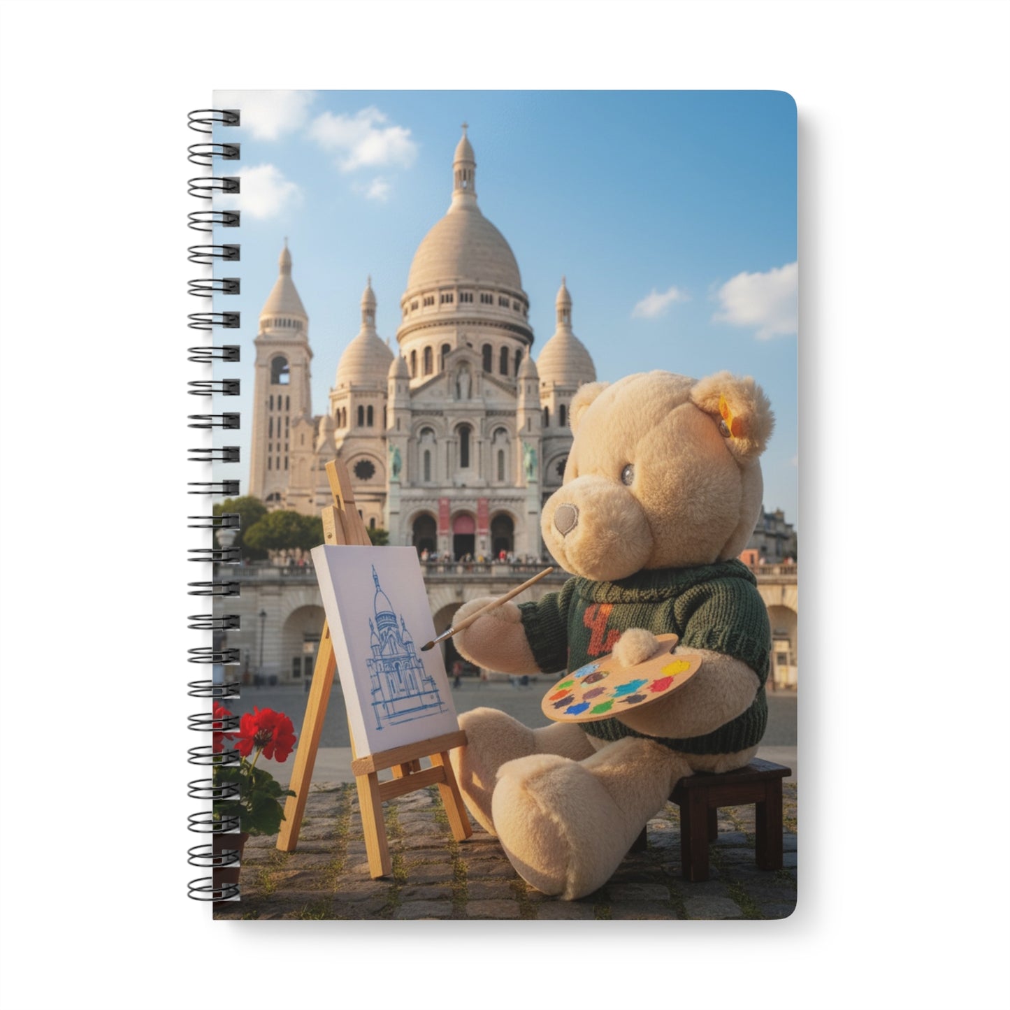 Teddy On tour Gilbert in Paris Softcover Notebook, A5