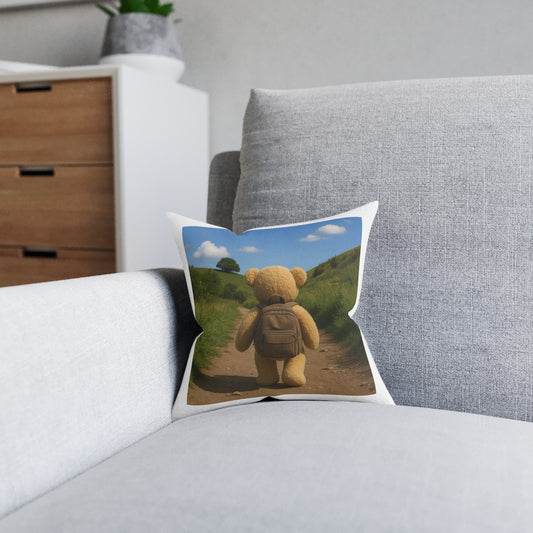 Teddy on Tour Adventure Square Pillow