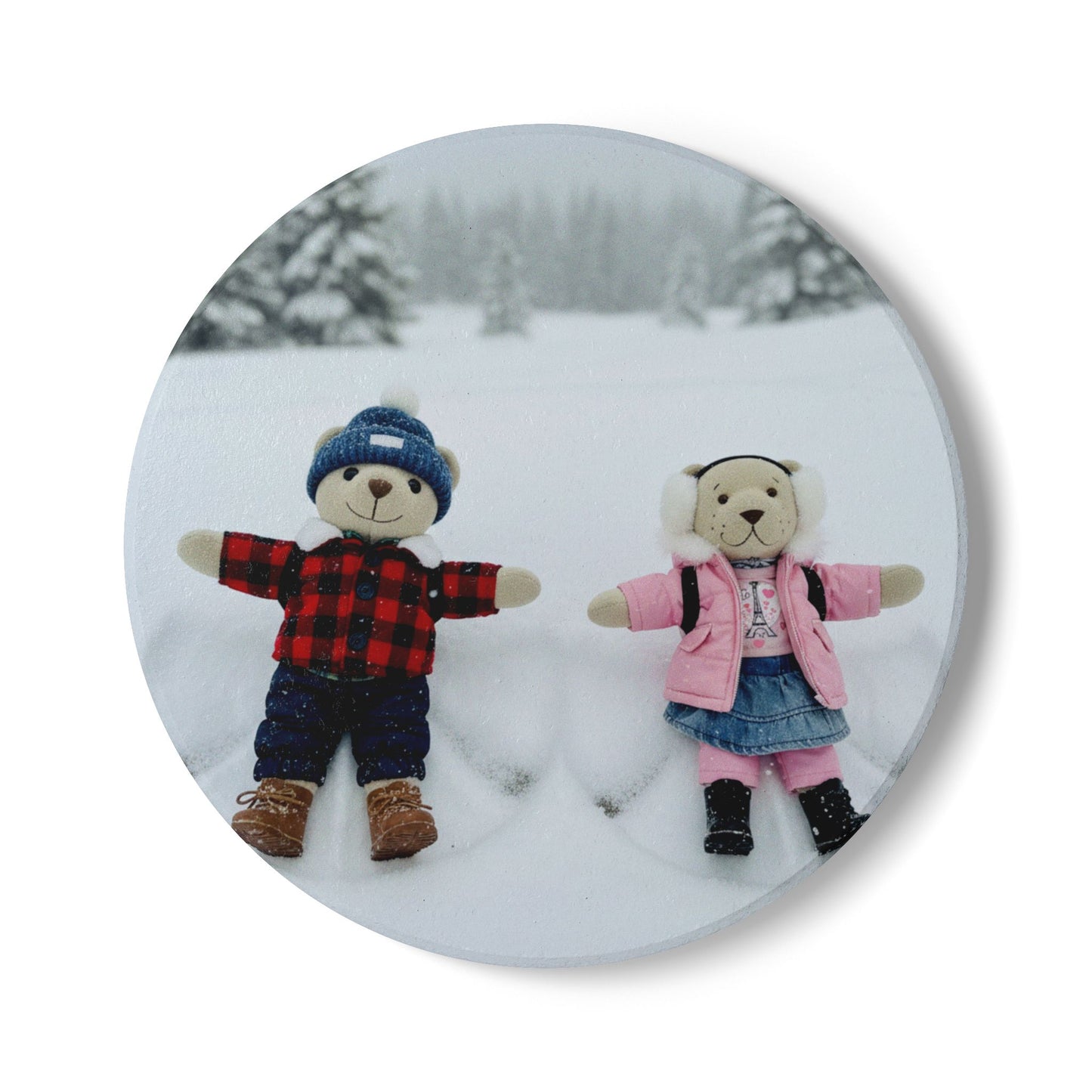 Teddy on Tour TB and Pippa Climb Everest Ceramic Coaster