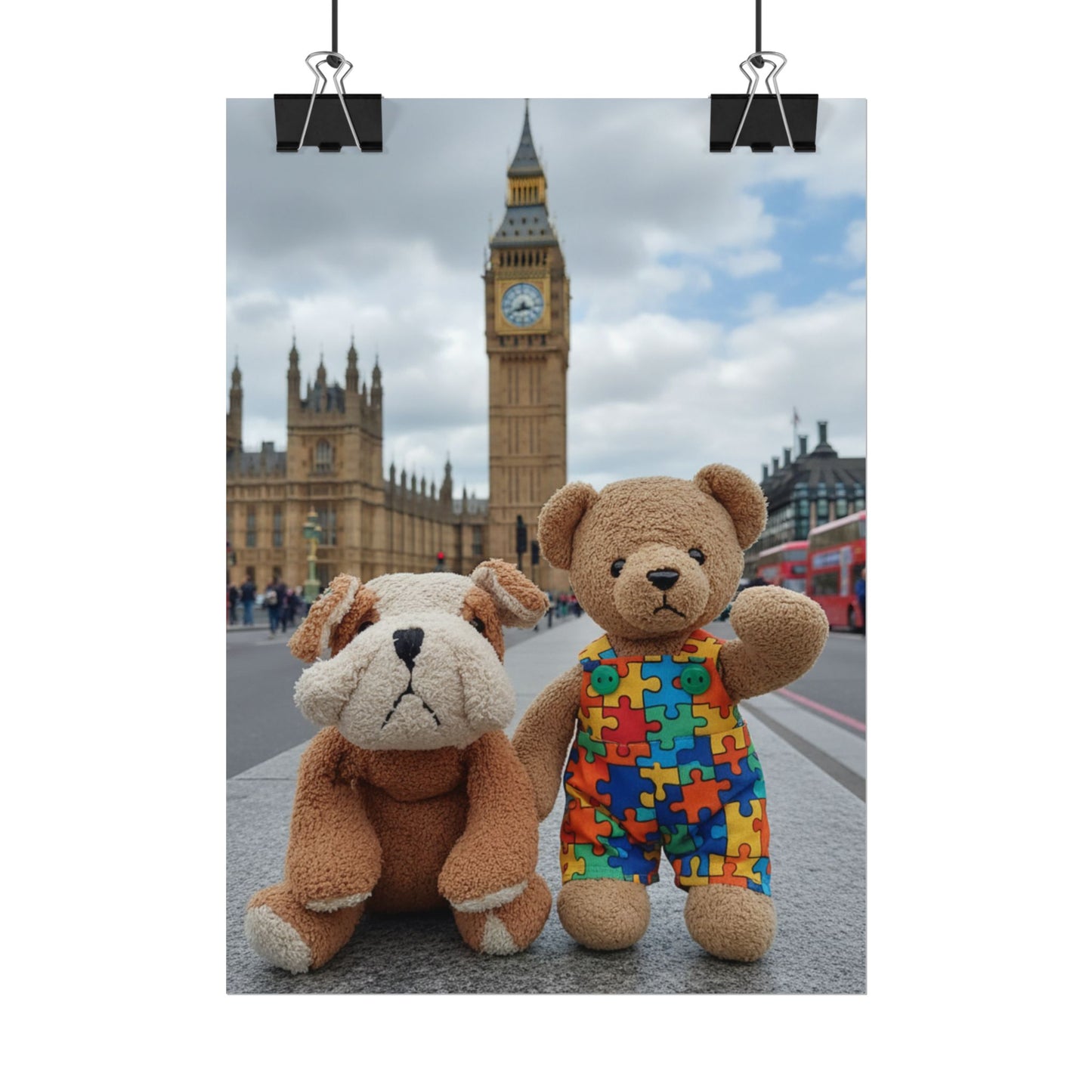 Teddy On Tour Cubby Bear and Danny Dog in London Rolled Posters
