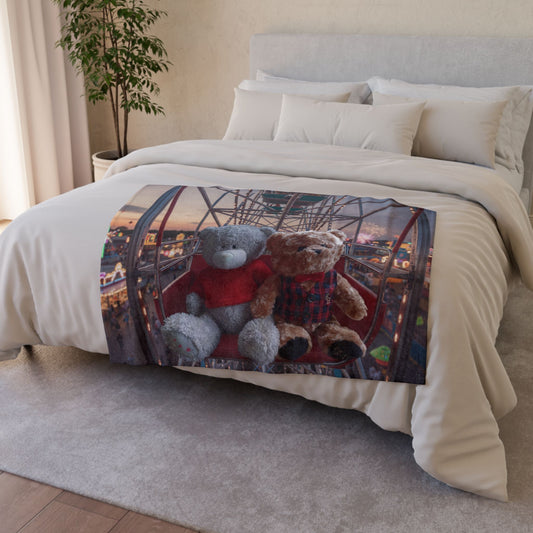 Teddy On Tour Jamie and Fraser Ferris Wheel Soft Polyester Blanket