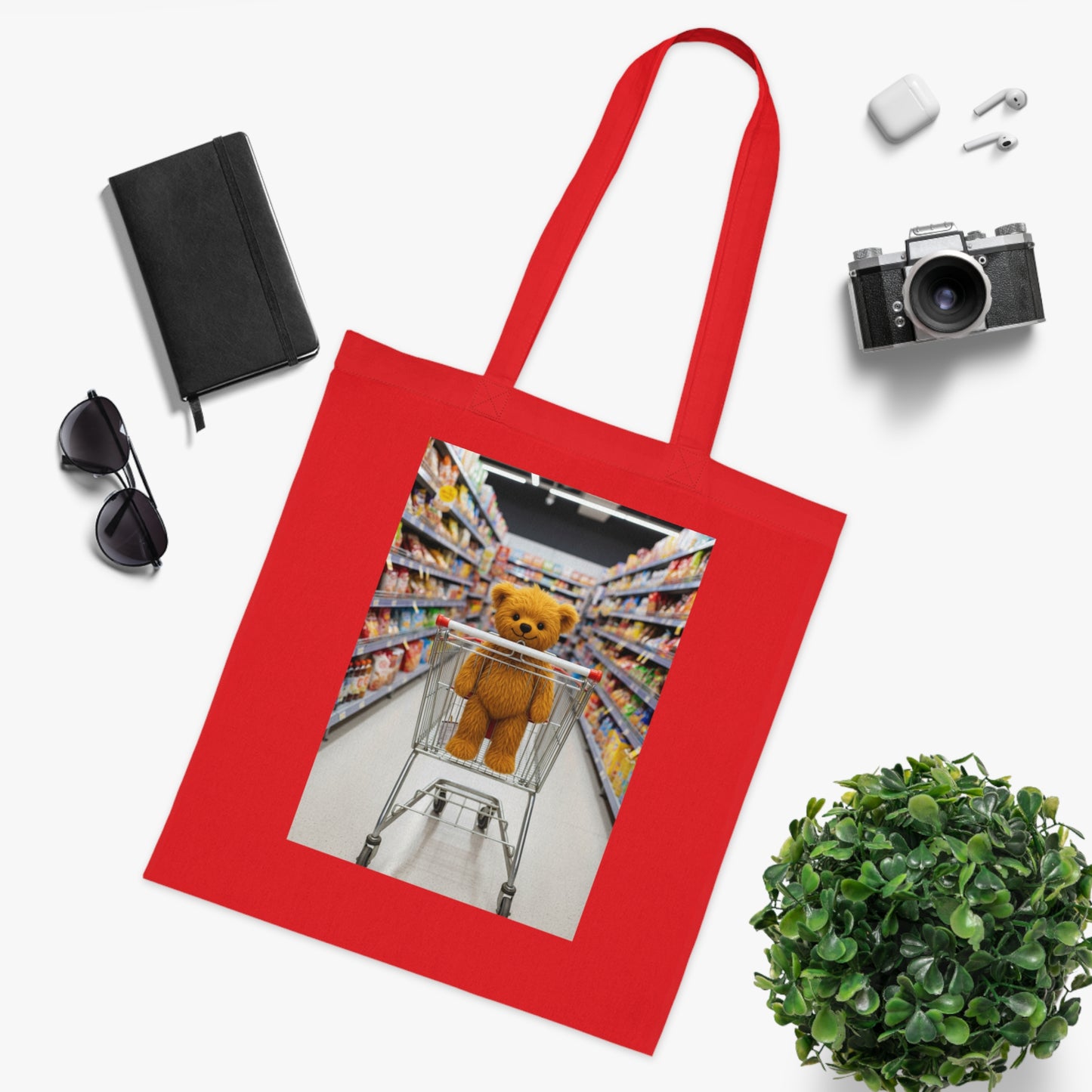Teddy On Tour Cotton Tote Bag