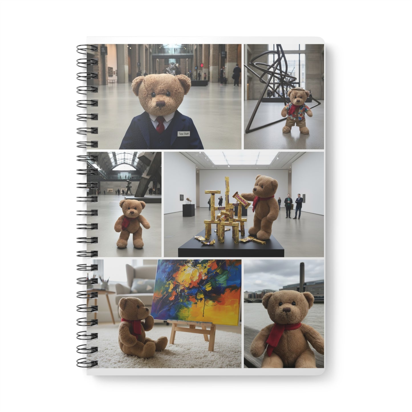 Teddy On tour Offis at the Tate Modern Wirebound Softcover Notebook, A5