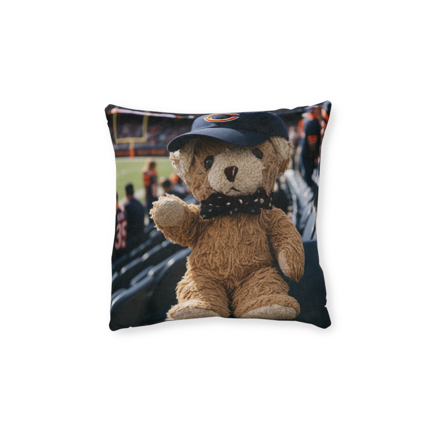 Teddy on Tour Ben visits the Chicago Bears  Square Pillow
