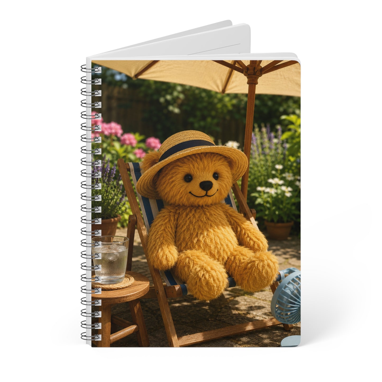Teddy On tour stationery teddy in deckchair Softcover Notebook A5